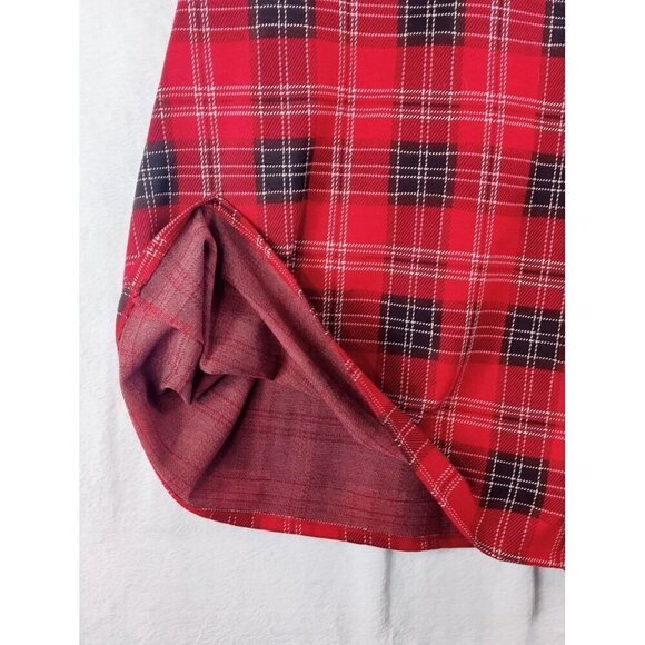 Plaid Jumper Dress by Airzona Jean Co Red Black White High Waist Scottish Knit - Picture 10 of 11